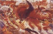 Umberto Boccioni The City Rises painting